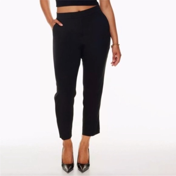 Aritzia Babaton Conan Crop Slim Leg Trousers in Black Size 8 - Picture 1 of 6